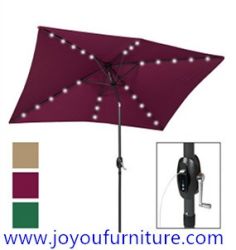10'x6.5' Deluxe Solar LED Lighted Patio Umbrella with USB Charger & tilt adjustment-Multiple Colors JYF-3020SUB